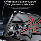 Protective Apple iPhone Back Cover - Full Metal Spider Case with Camera Kickstand for iPhone 16Pro/16ProMax - Style 8