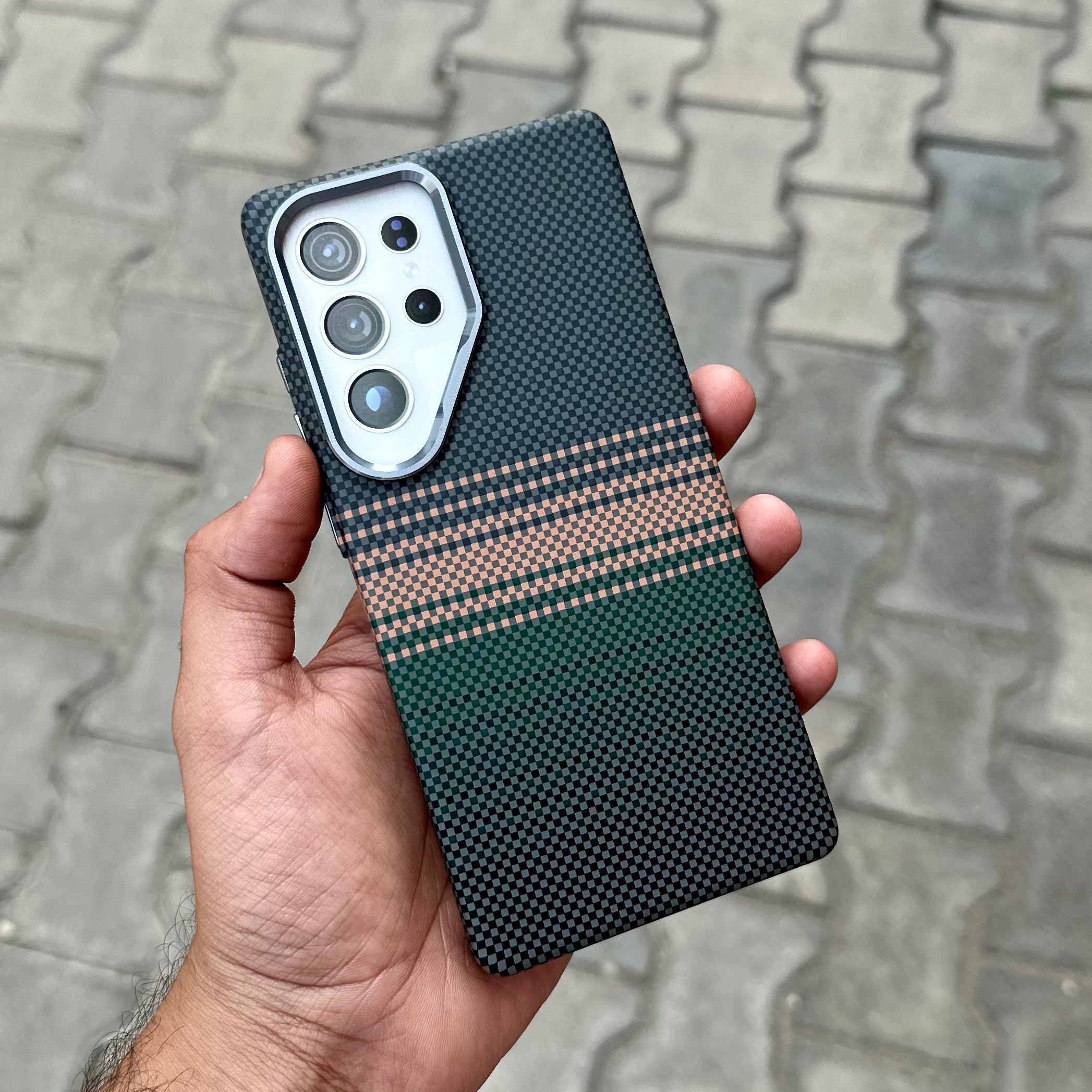 Vosros Carbon Texture Case Green-Samsung ( No. 1875 )