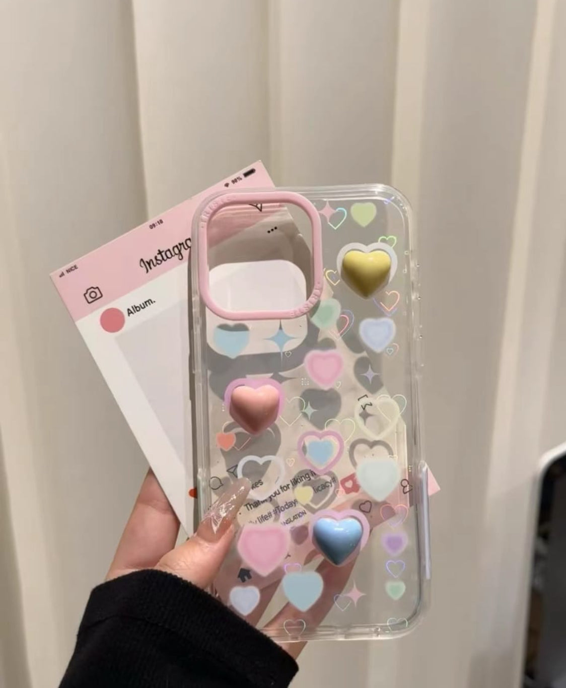 Fashion Cute Colorful Love Heart Clear Phone Case for iPhone