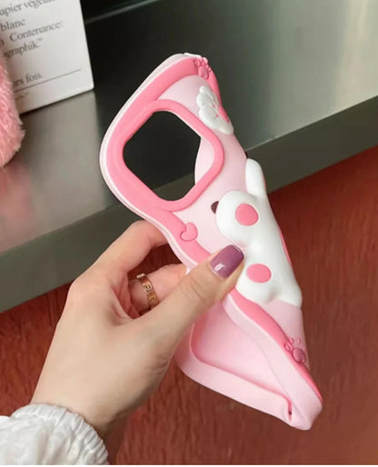 3D Cute Pink Cat Paw Phone Case for iPhone