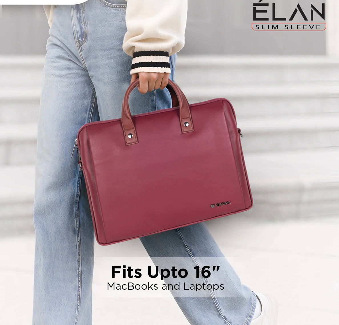 Elan Sleeve Slim Laptop Bag For Upto 16 Inch Macbook/Laptop(Maroon) Mobile Case by CoverMeUp - Style 4
