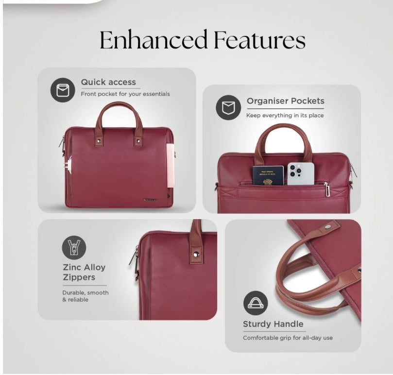 Elan Sleeve Slim Laptop Bag For Upto 16 Inch Macbook/Laptop(Maroon) Mobile Case by CoverMeUp - Style 2