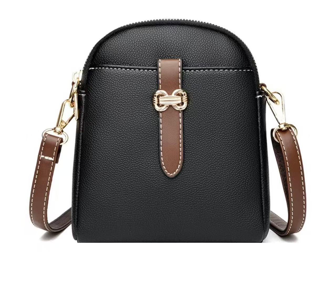 Women’s Cross Body PU Leather Shoulder Storage Bag(Black)