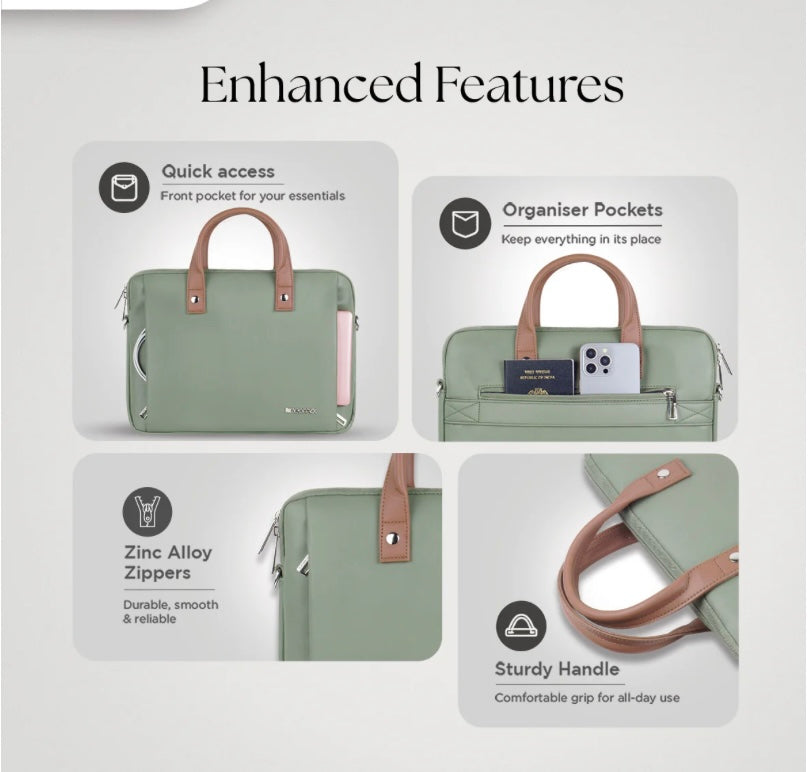 Elan Sleeve Slim Laptop Bag For Upto 16 Inch Macbook/Laptop(Green) Mobile Case by CoverMeUp - Style 6