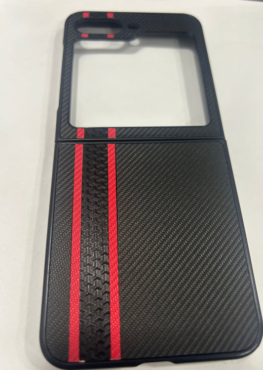 Stylish ABS Flip Phone Case, Anti Fall & Scratch, Easy Control, Unique Appearance, Ideal Lightweight & Durable (Black Carbon Fiber Pattern)