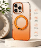 Transparent MagSafe Stand Double Colour Case For iPhone16 Pro Max(Orange)
