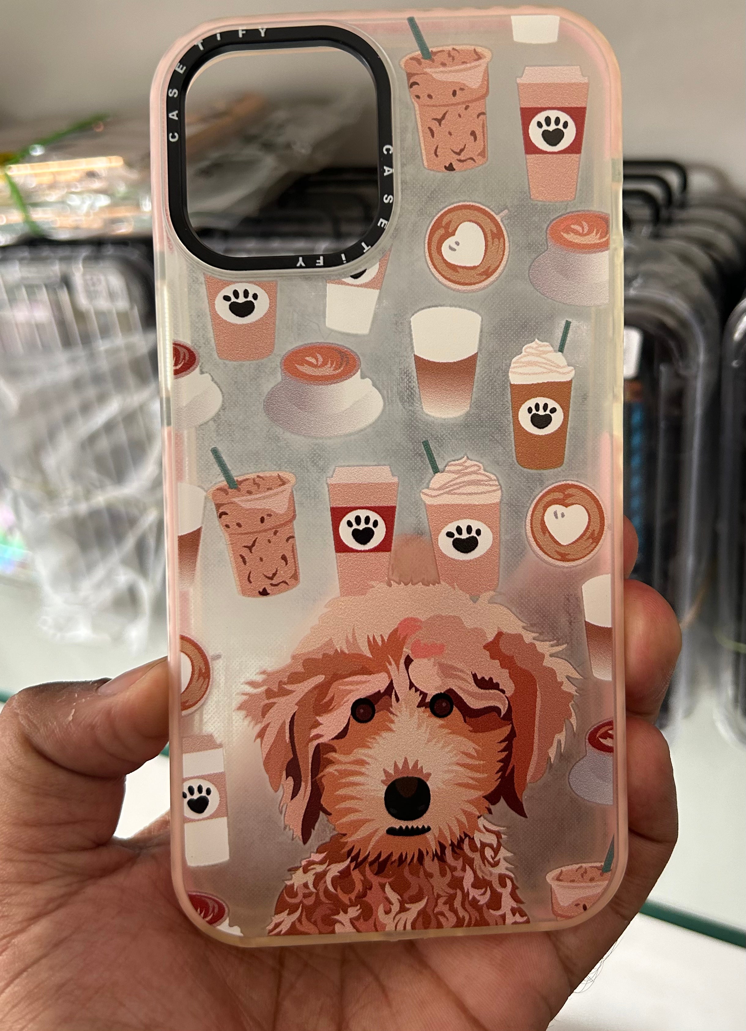 Pink Space Dog Coffee Impact Soft Case For iPhone 12ProMax