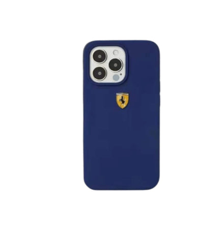 Liquid Silicon Velvet Touch Anti - Fingerprint Case for iPhone with metallic car logo