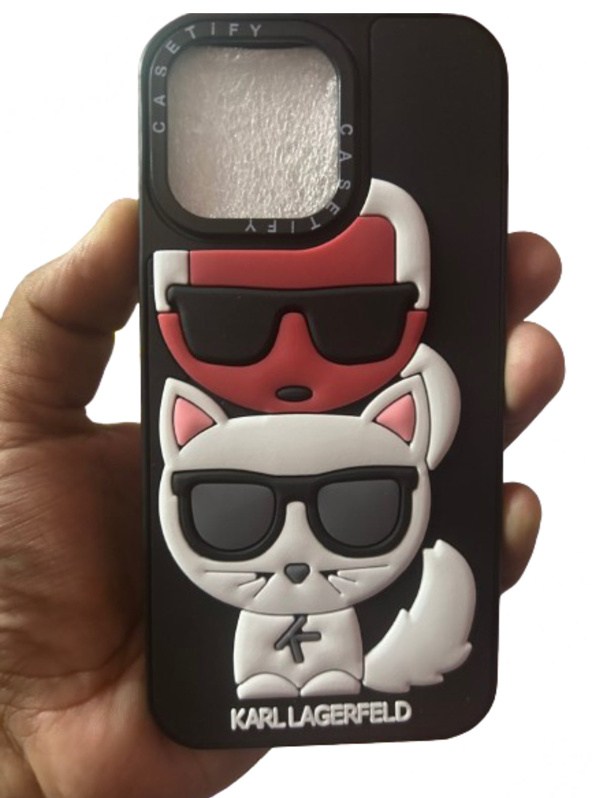 3D Silicon Embossed Cat  Logo Design for iPhone series Black