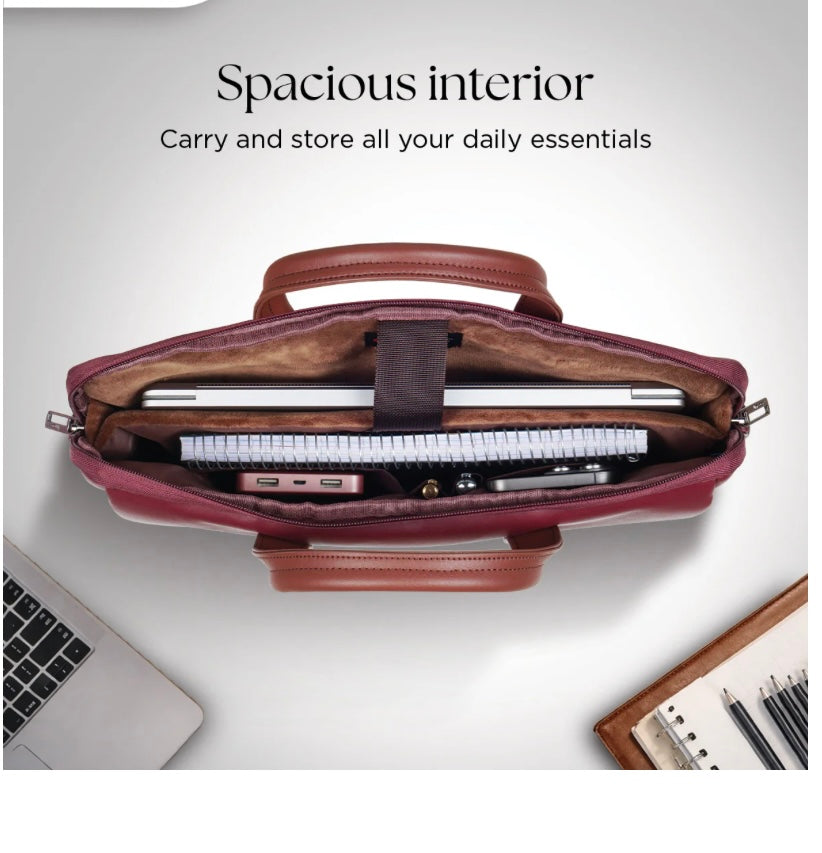 Elan Sleeve Slim Laptop Bag For Upto 13 Inch To 14.2 Inch Macbook/Laptop (Maroon) Mobile Case by CoverMeUp - Style 4