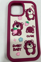 Cute Cartoon 3D Character Design Girly Cases for Girls Boys Women Teens Fun Cool Funny Silicone Soft Shockproof Cover for iPhone, Maroon