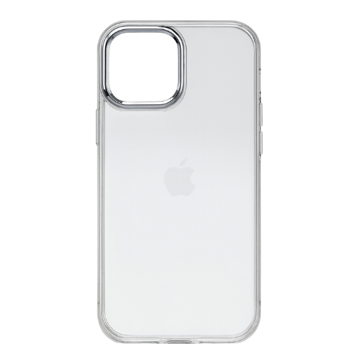 Clear Cover Compatible for Apple iPhone Crystal-Clear Thin Silicone Case, Yellowing-Resistant Slim Transparent with Silver  Metal Ring Protection