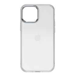 Clear Cover Compatible for Apple iPhone Crystal-Clear Thin Silicone Case, Yellowing-Resistant Slim Transparent with Silver  Metal Ring Protection