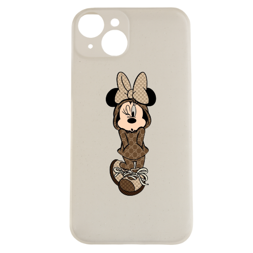 White Glitter Cartoon Character Printed Silicon Hard Case for iPhone.