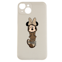 White Glitter Cartoon Character Printed Silicon Hard Case for iPhone.