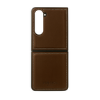 SAMSUNG GALAXY Z FLIP 5 PULOKA Hand Stitched LEATHER FALL PROOF CASE COVER Brown Mobile Case by CoverMeUp