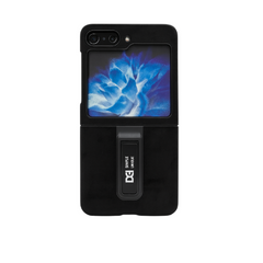 Samsung Galaxy Z FLIP 5 HBC-200 Plain Leather Folding Phone Case with stand (Black)