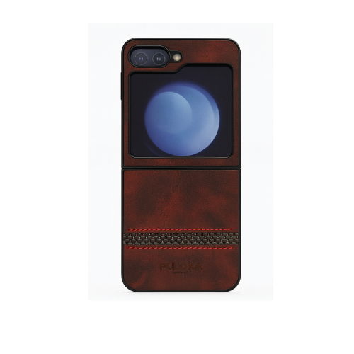 SAMSUNG GALAXY Z FLIP 5 PULOKA Classic LEATHER FALL PROOF CASE COVER Maroon