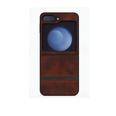 SAMSUNG GALAXY Z FLIP 5 PULOKA Classic LEATHER FALL PROOF CASE COVER Maroon