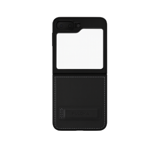 SAMSUNG GALAXY Z FLIP 5 PULOKA  Hand Stitched LEATHER FALL PROOF CASE COVER Black