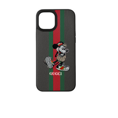 Embroidered Cute Art Leather Back Case Cartoon Character for iPhone with Metal Ring Protection