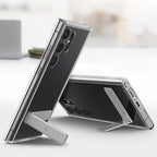 Samsung Galaxy S25 Ultra Shockproof Transparent Case with Metal Kickstand Holder - Clear Mobile Case by CoverMeUp - Style 3