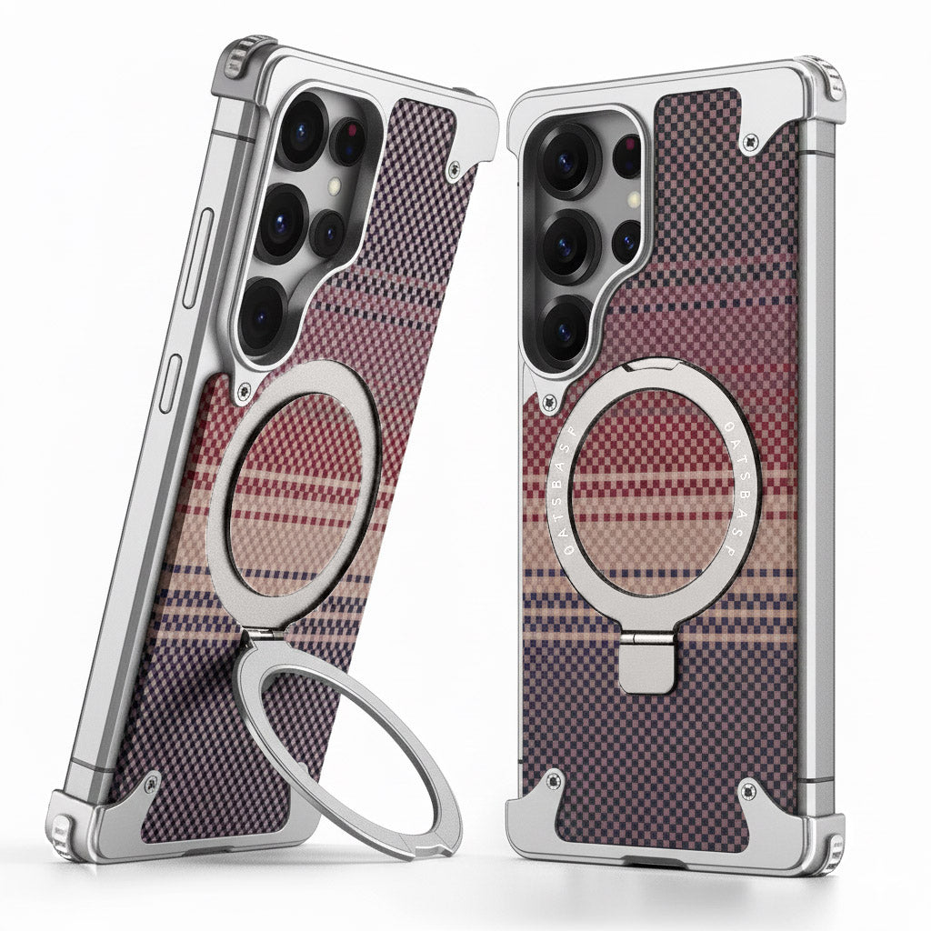 Samsung Galaxy S25 Ultra Metal Bumper Case with Magsafe and Stand - Titanium Gray Mobile Case by CoverMeUp
