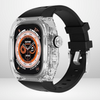 Glacier Silicone Strap with Transparent Watchcase Modification Kit for iWatch 44/45 MM Mobile Case by CoverMeUp - Style 5