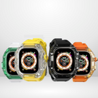 Glacier Silicone Strap with Transparent Watchcase Modification Kit for iWatch 44/45 MM Mobile Case by CoverMeUp - Style 6