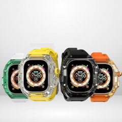 Glacier Silicone Strap with Transparent Watchcase Modification Kit for iWatch 44/45 MM