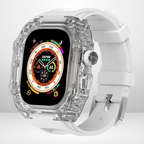 Glacier Silicone Strap with Transparent Watchcase Modification Kit for iWatch 44/45 MM Mobile Case by CoverMeUp - Style 4