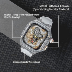 Glacier Silicone Strap with Transparent Watchcase Modification Kit for iWatch 44/45 MM