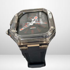 Glacier Silicone Strap with Transparent Watchcase Modification Kit for iWatch 44/45 MM