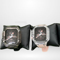 Glacier Silicone Strap with Transparent Watchcase Modification Kit for iWatch 44/45 MM
