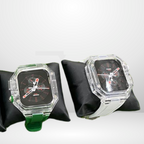 Glacier Silicone Strap with Transparent Watchcase Modification Kit for iWatch 44/45 MM Mobile Case by CoverMeUp - Style 11