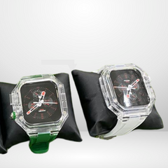 Glacier Silicone Strap with Transparent Watchcase Modification Kit for iWatch 44/45 MM