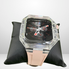 Glacier Silicone Strap with Transparent Watchcase Modification Kit for iWatch 44/45 MM