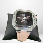 Glacier Silicone Strap with Transparent Watchcase Modification Kit for iWatch 44/45 MM Mobile Case by CoverMeUp - Style 3