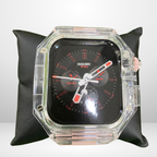 Glacier Silicone Strap with Transparent Watchcase Modification Kit for iWatch 44/45 MM Mobile Case by CoverMeUp - Style 13