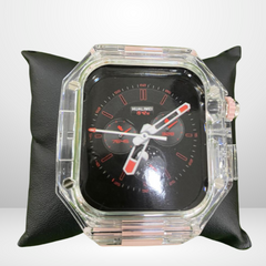 Glacier Silicone Strap with Transparent Watchcase Modification Kit for iWatch 44/45 MM