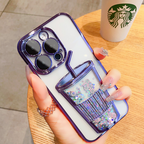 Transparent Glitter Star Drink Cup and Straw Case Mobile Case by CoverMeUp - Style 6