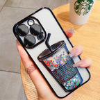 Transparent Glitter Star Drink Cup and Straw Case Mobile Case by CoverMeUp