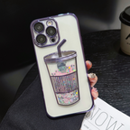 Transparent Glitter Star Drink Cup and Straw Case Mobile Case by CoverMeUp - Style 10