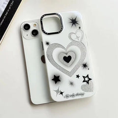Glitter Stars & Hearts Design Phone Case – Soft Matte TPU Protective Cover