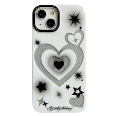 Glitter Stars & Hearts Design Phone Case – Soft Matte TPU Protective Cover