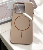 Protective Apple iPhone Back Cover - Glossy Silicone MagSafe iPhone Case – Slim Shockproof Beige Finish for iPhone 14 - Style 2