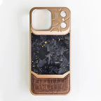Protective Apple iPhone Back Cover - LeatherCarbon Metal Case For iPhone - Style 2
