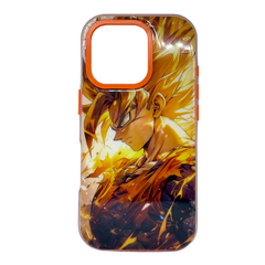 Golden Warrior Flame Surge Phone Case – Anime Shockproof Gloss Cover