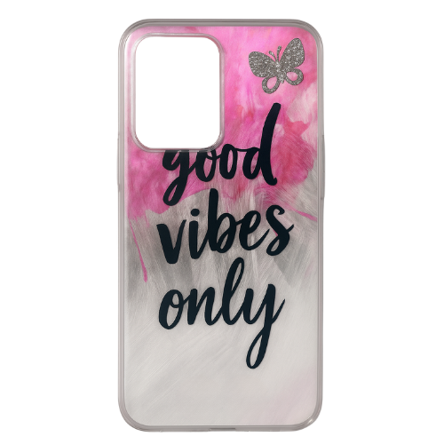 Good Vibes Only TPU Phone Case | Pink Butterfly Clear Protective Cover