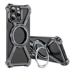 Protective Apple iPhone Back Cover - ZX Metal Case With 360 Rotating Stand For iPhone - Style 11